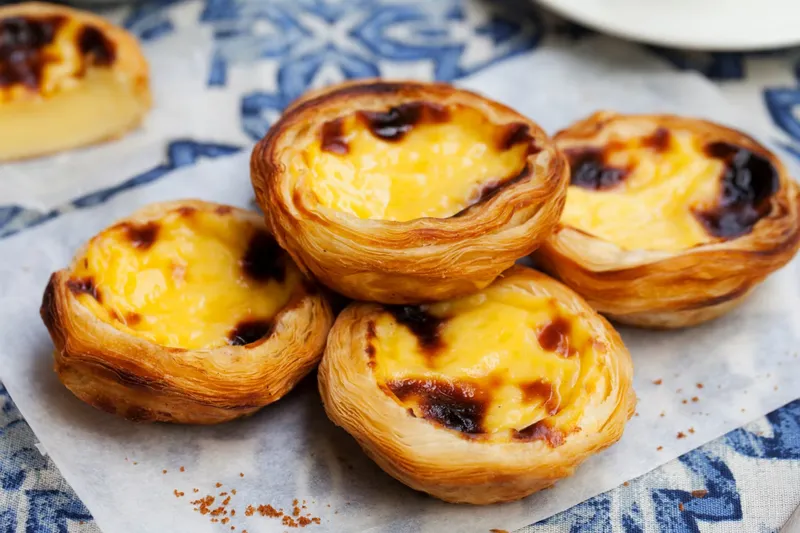 Pastel de nata with homemade laminated dough